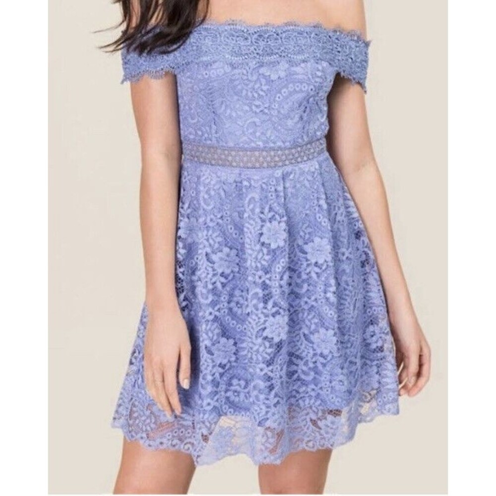 Francescas Addie Crochet Lace Dress Purple Mini Party Wedding Guest Size Small
